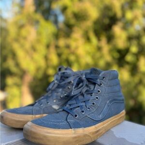 Vans High-Top Sneakers – Blue Canvas, Gum Sole (Men’s / Women’s)